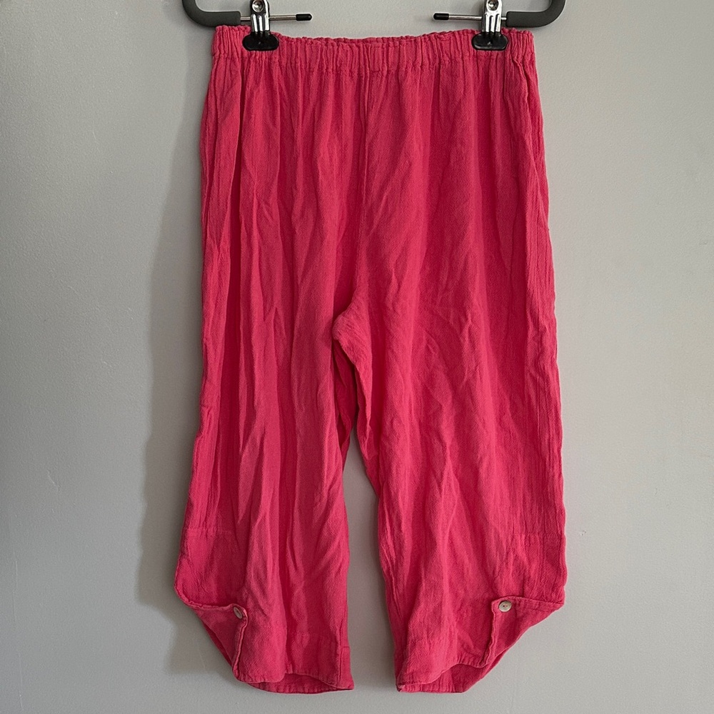 Oh My Gauze! Hot Pink Girls' Gauze Capris with Button Cuff
